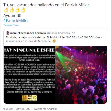 Post sobre falso cierre del Patrick Miller.