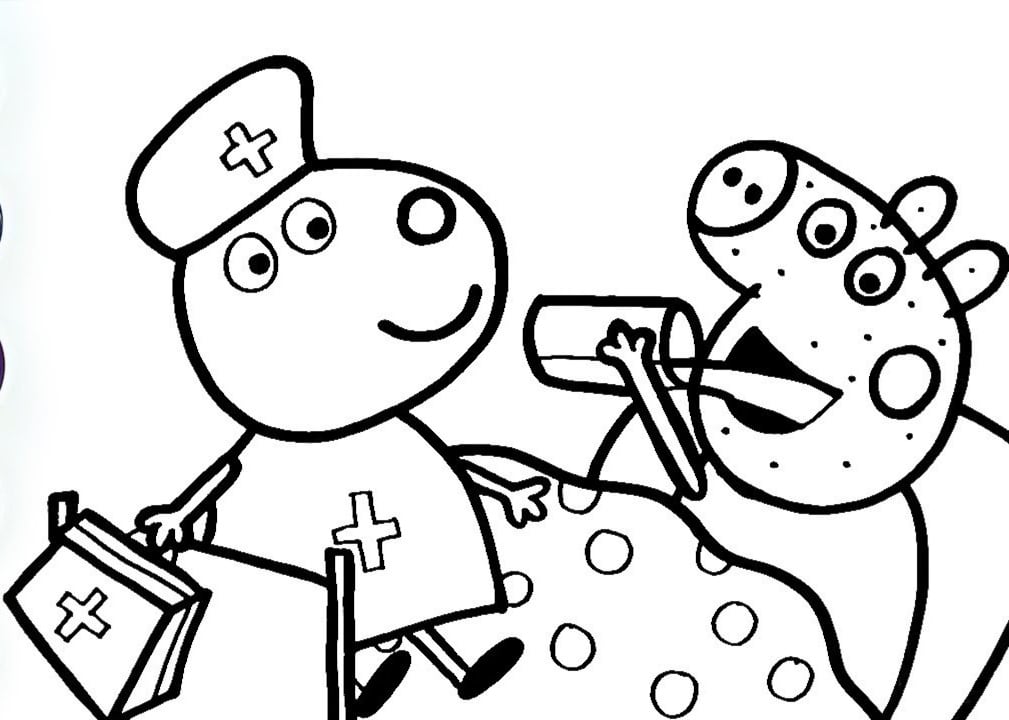 Dibujos de Peppa Pig doctora para colorear en el Día del Médico en México