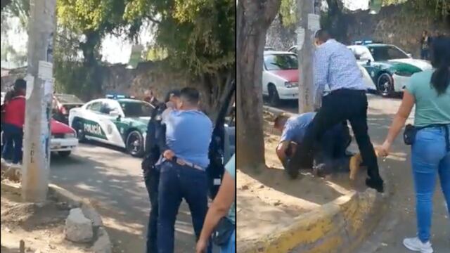 Hombre golpea a policía de la CDMX