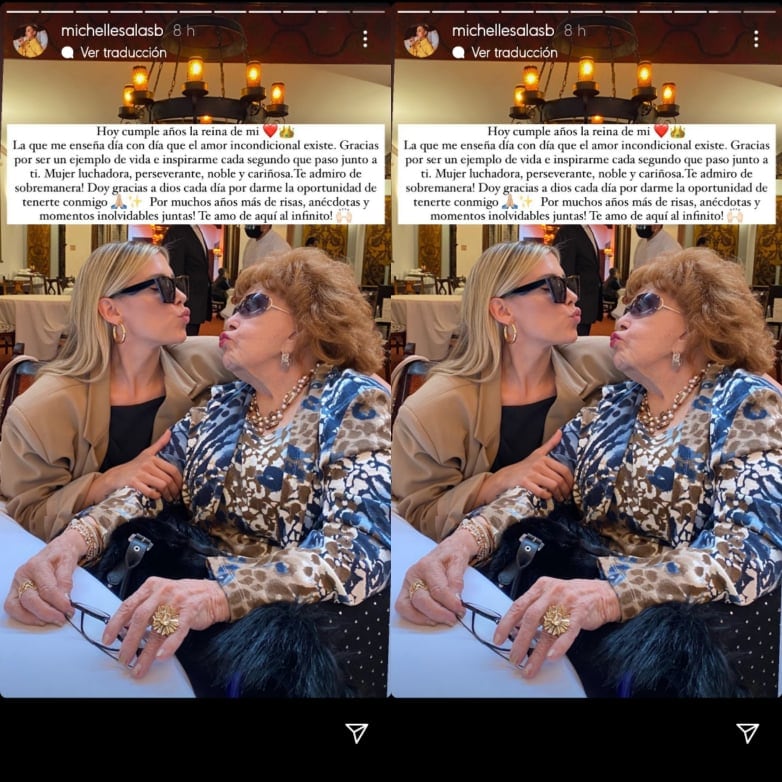 Michelle Salas felicita a Silvia Pinal por su cumpleaños.