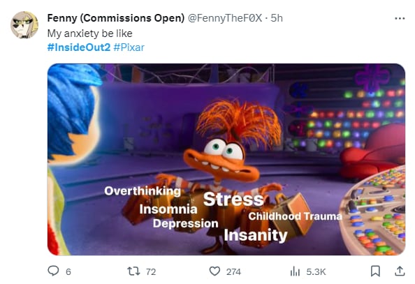 Memes de Ansiedad, la nueva emoción de Riley en Intensamente 2