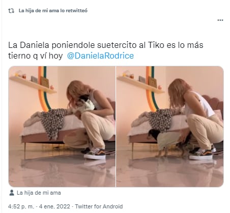 Daniela Rodrice abriga a Tiko