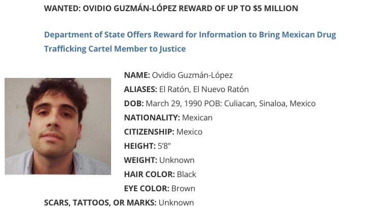 La DEA buscaba a Ovidio Guzmán López, El Ratón.