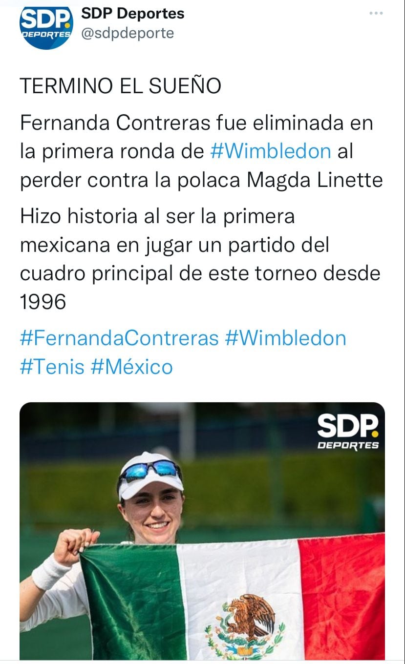 Fernanda Contreras finalizó su participación en Wimbledon 2022 cayendo en dos sets ante Magda Linette.