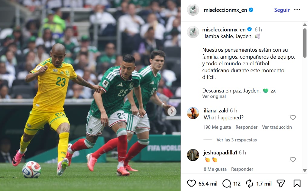 El emotivo mensaje de la Selección Mexicana tras la muerte de Jayden Adams.