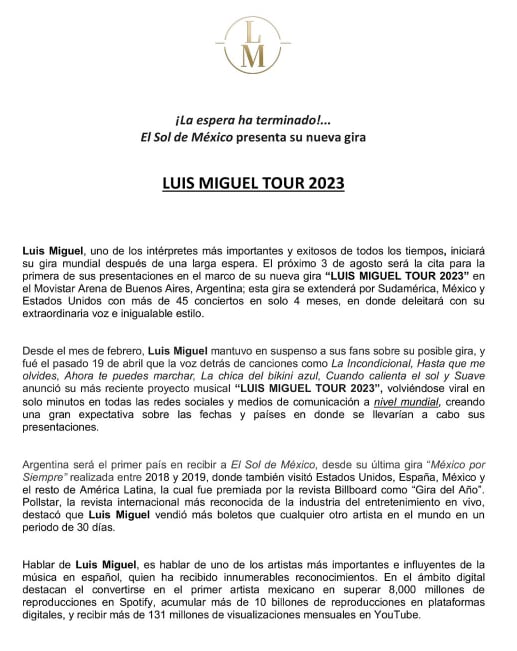 Luis Miguel Tour 2023
