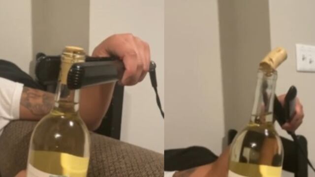 Destapa botella de vino con plancha de cabello