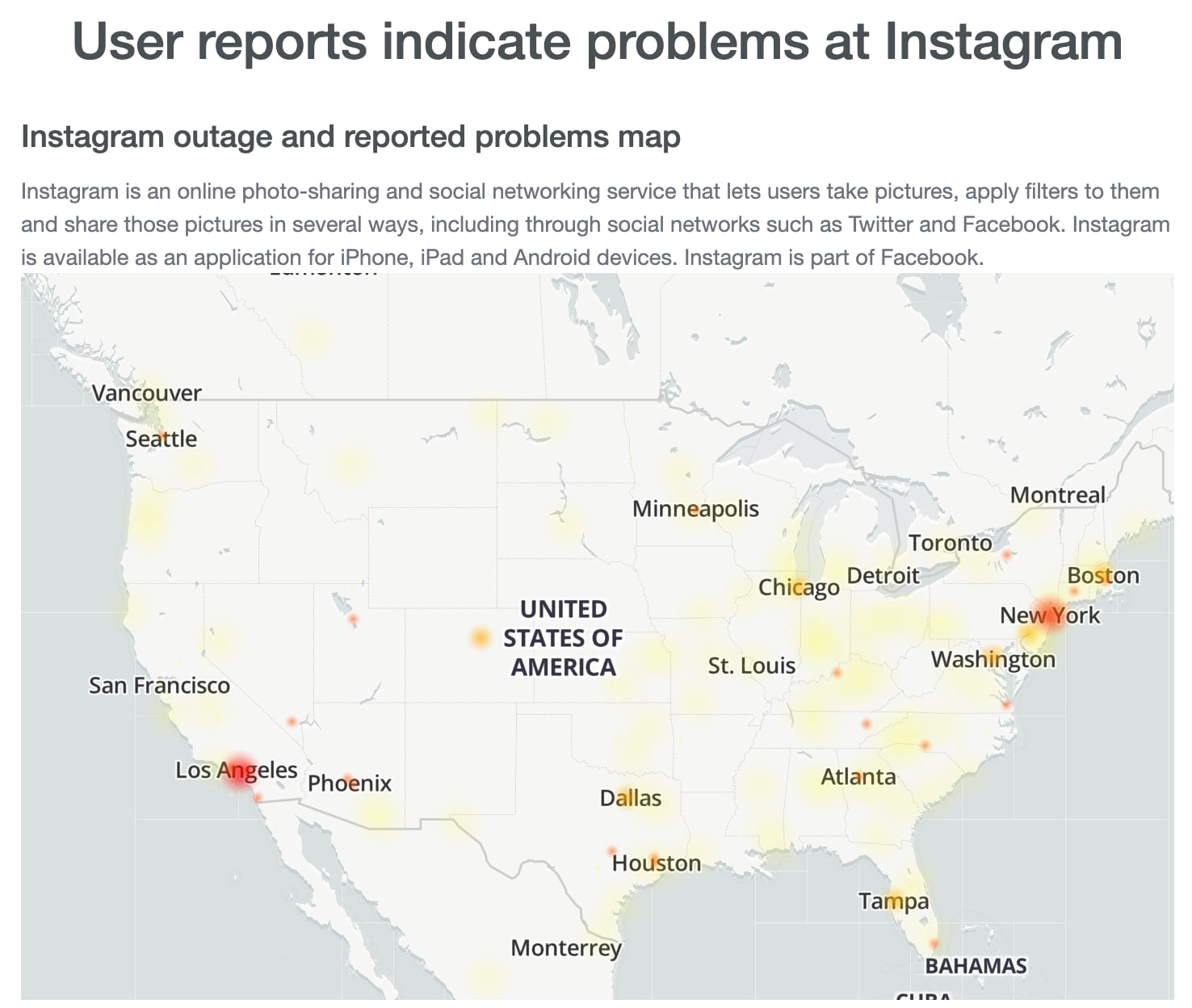 Caída de Instagram