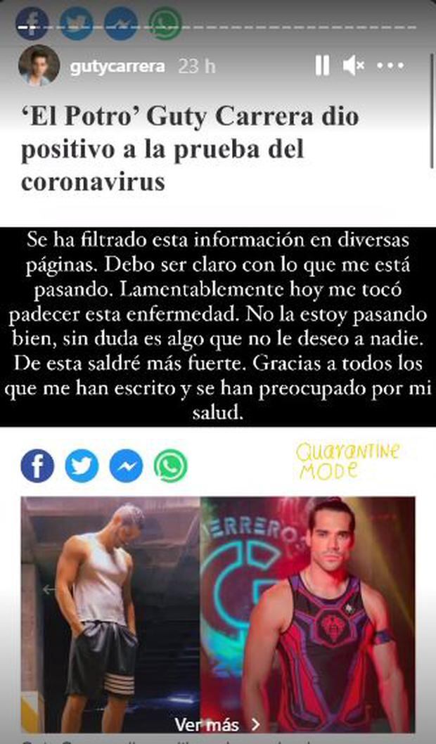 Guty Carrera contagio Covid-19