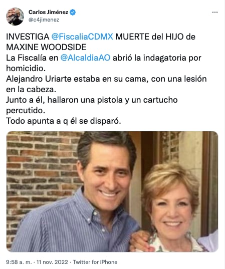 ¿De qué murió Alejandro Iriarte Woodside?