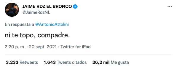 Tuit de "el Bronco"