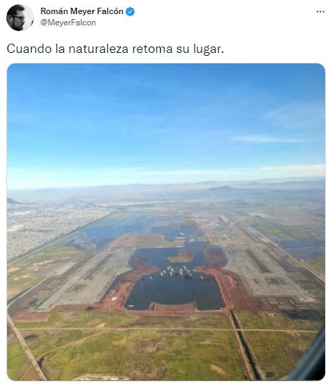 Román Meyer comparte foto del NAICM inundado