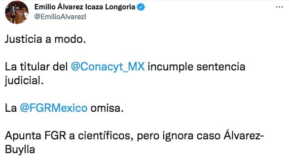 Tuit de Emilio Álvarez Icaza