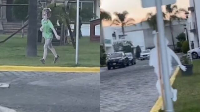 Niños de cartón en fraccionamiento "bien"