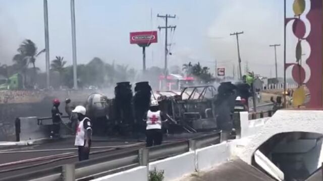 Incendio de pipa en Veracruz