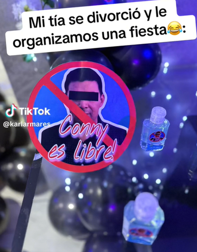 Mujer arma su fiesta de divorcio con la cara del ex en todos lados