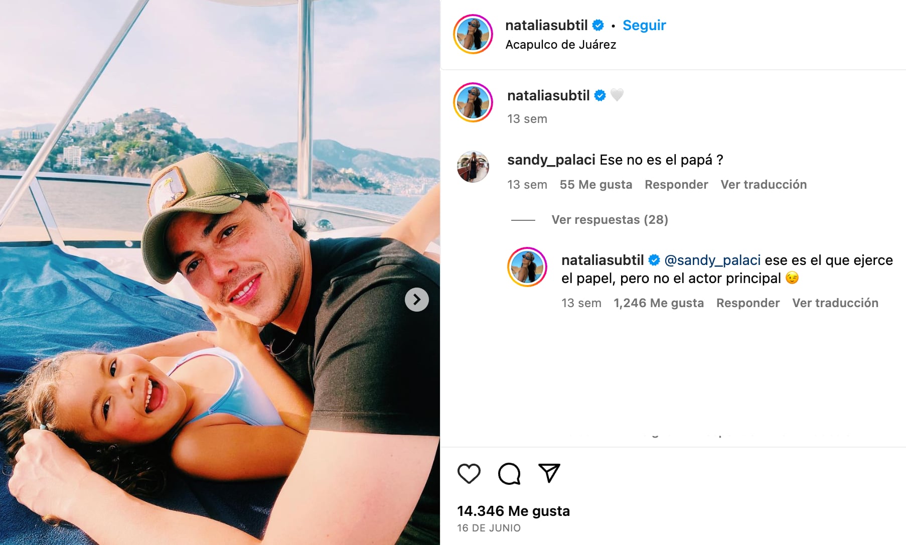 El novio de Natália Subtil con Mila