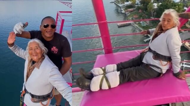Abuelita de 80 años se lanza del bungee