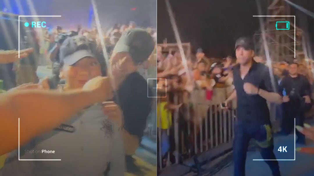 Enrique Iglesias besa a cadete de policía durante concierto en Tabasco