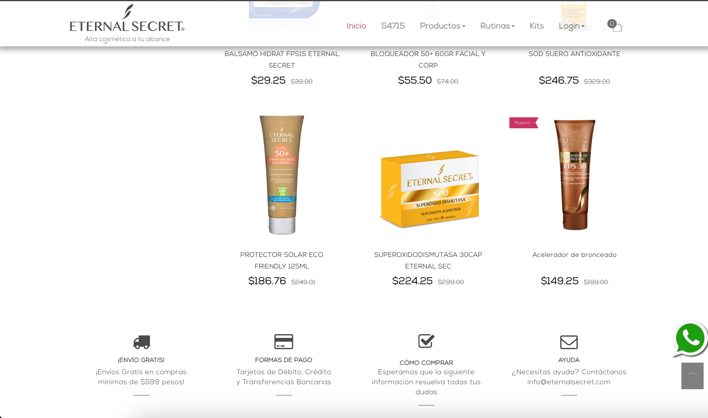 Productos de Eternal Secret de Farmacias Similares