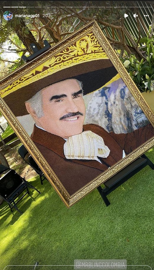 Hacen cuadro de Vicente Fernández con brillantes.