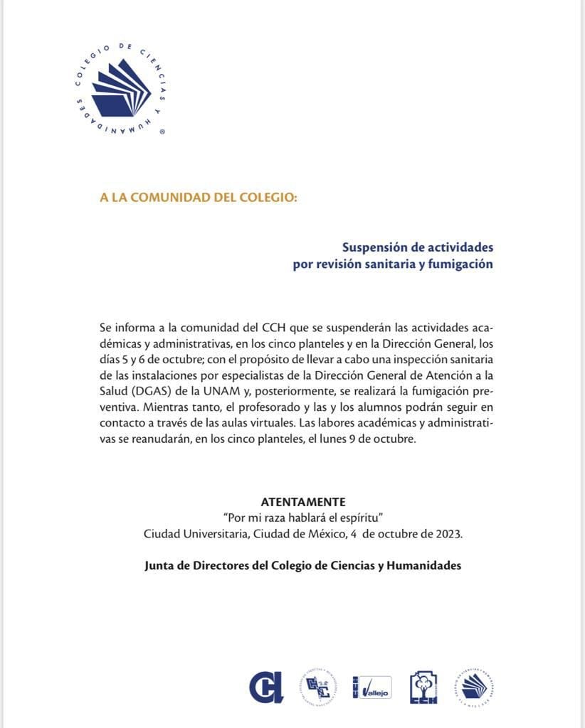 Chinches en la UNAM: CCH suspende clases presenciales