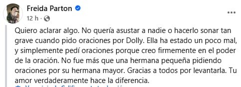 Hermana de Dolly Parton explica la salud de la cantante.