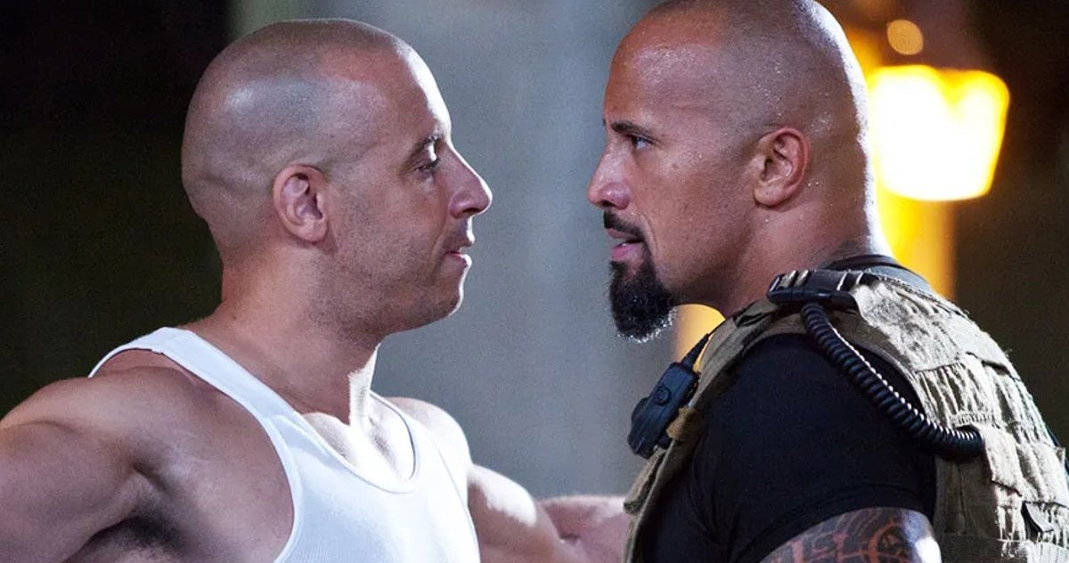 Vin Diesel y Dwayne "La Roca" Johnson en la películas Rápidos y Furiosos.