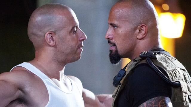 Vin Diesel y Dwayne "La Roca" Johnson en la películas Rápidos y Furiosos.
