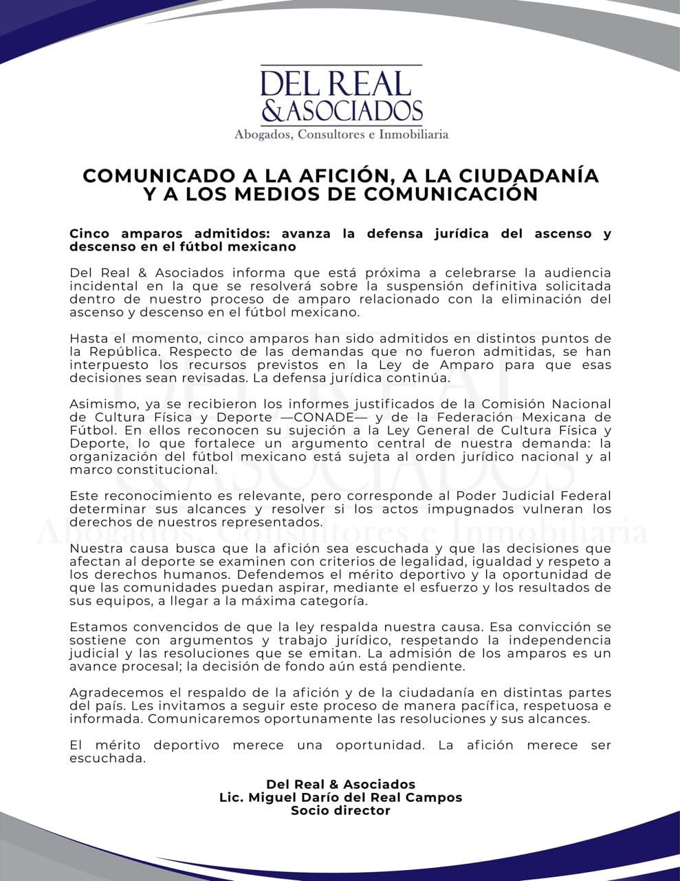 Avanza juicio por el ascenso y descenso en Liga MX: admiten cinco amparos