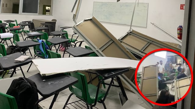 Plafón cae encima de estudiantes en Colima