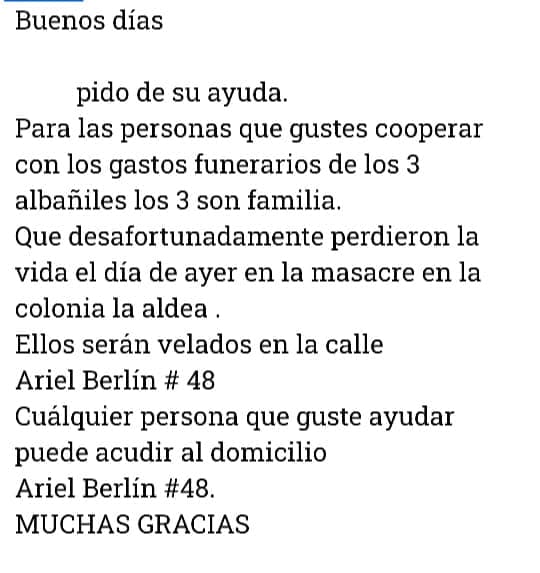 Familiares piden ayuda para gastos funerarios de víctimas de masacre en Yuriria,Guanajuato