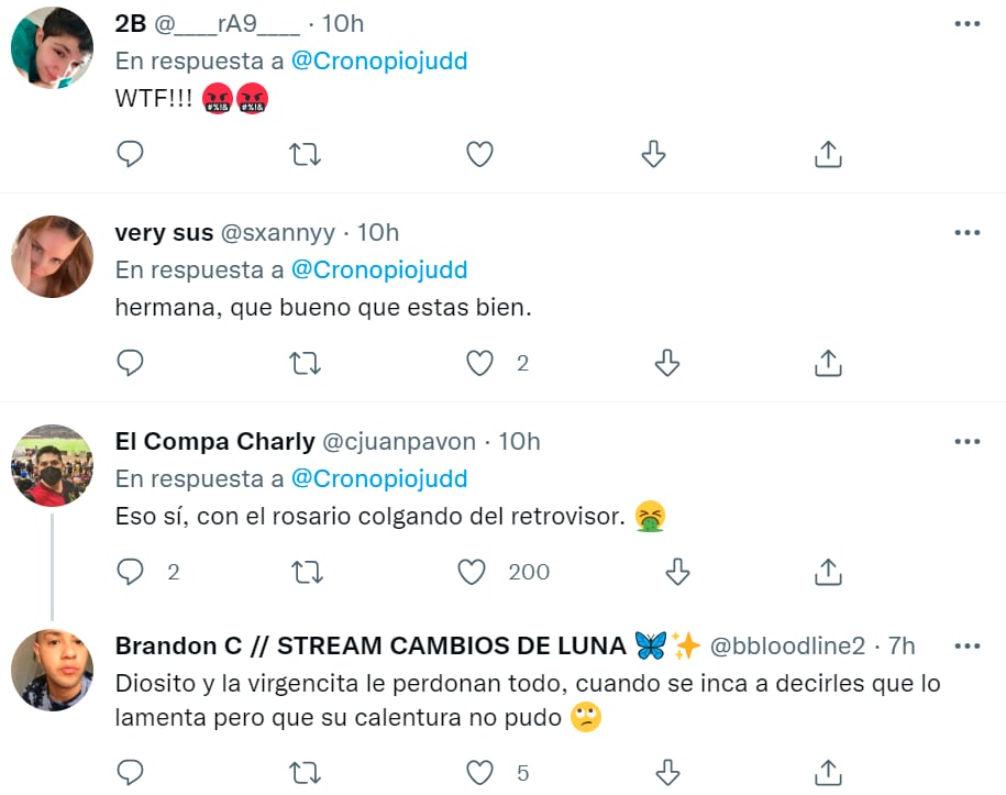 reacciones de usuarios sobre mensaje de violencia machista/captura de pantalla de Twitter