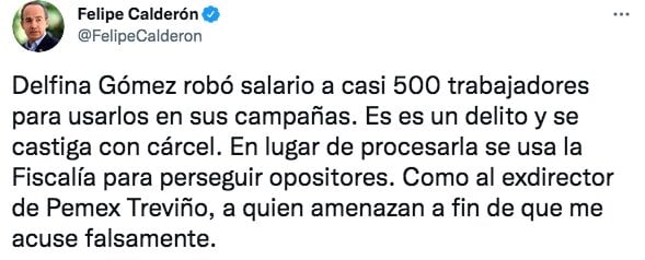 Tuit de Felipe Calderón