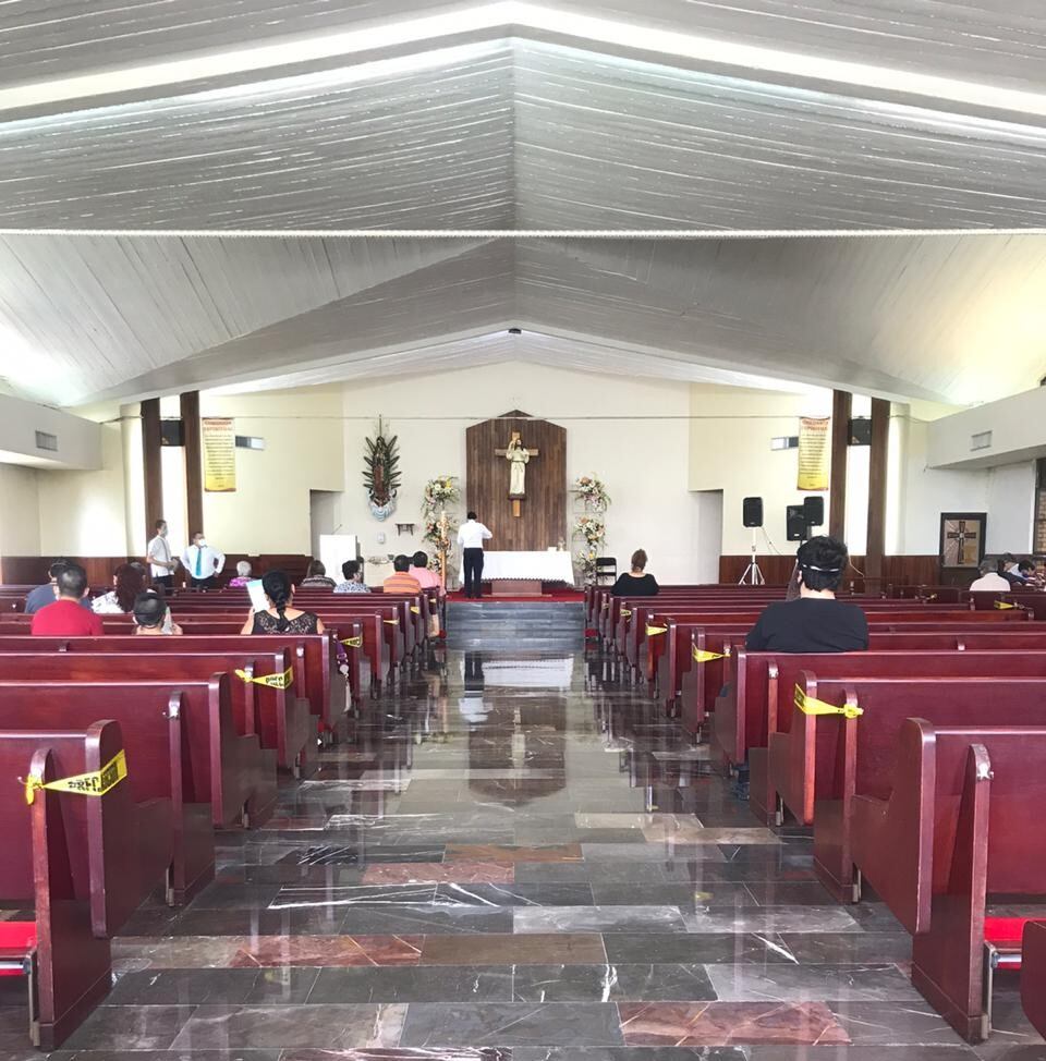 Así se veía por fuera la Parroquia Santa Cruz de Ciudad Madero, Tamaulipas, antes de desplomarse