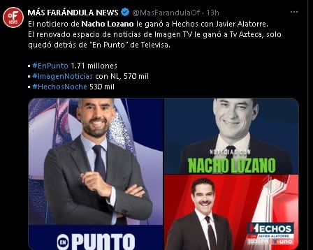 Nacho Lozano aún tiene que quitarle la corona a Televisa con su noticiero.