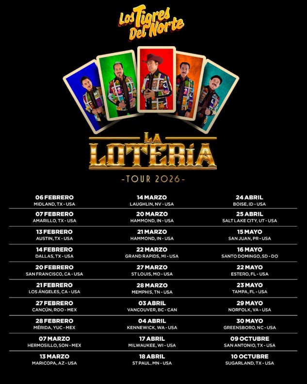 Los Tigres del Norte: fechas de su gira La Lotería 2026