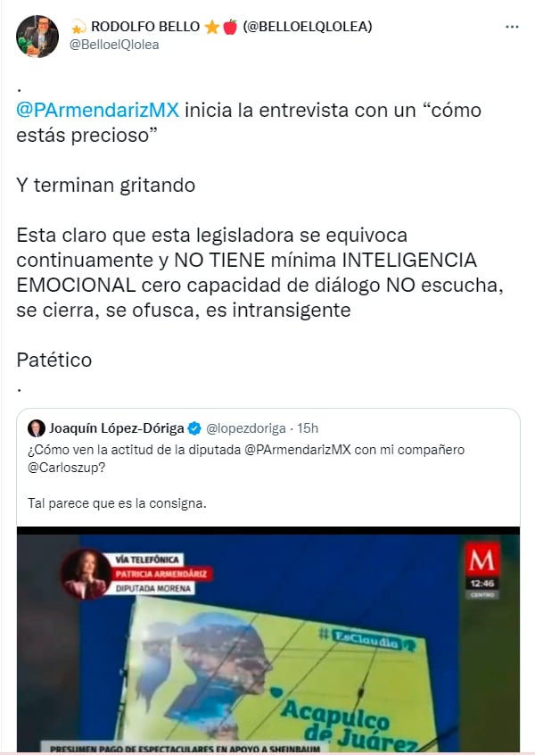 Duras críticas a Patricia Armendáriz por lanzarse en contra de periodista