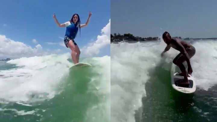 Shakira y Lewis Hamilton estuvieron juntos surfeando