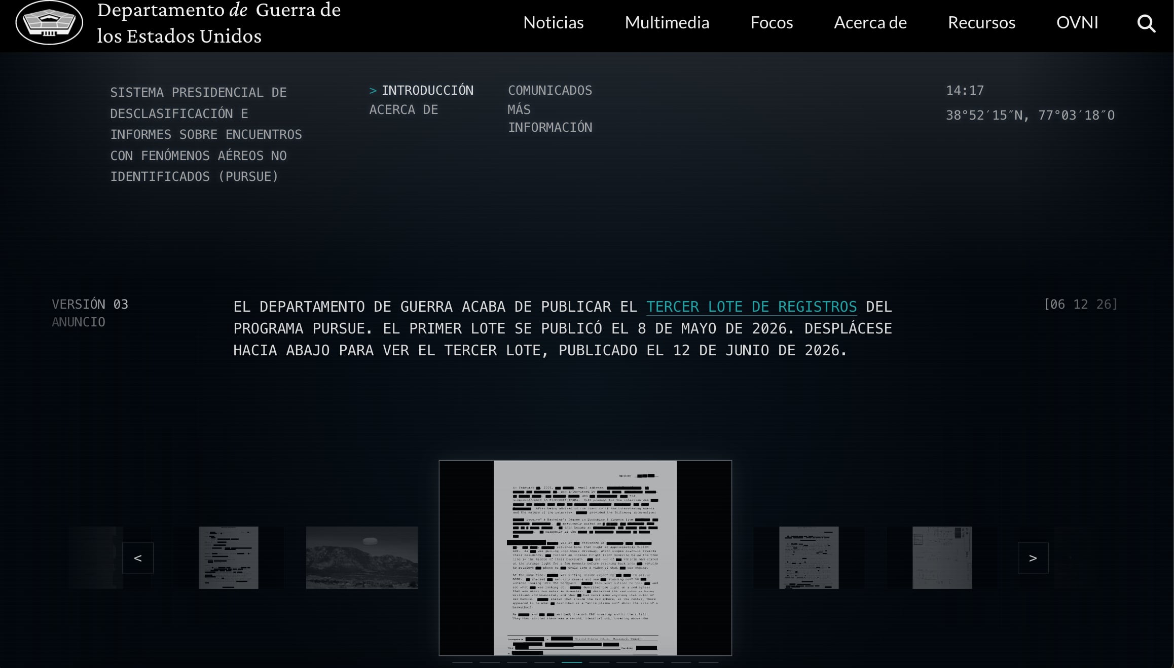 Departamento de Guerra desclasifica el tercer lote de archivos extraterrestres