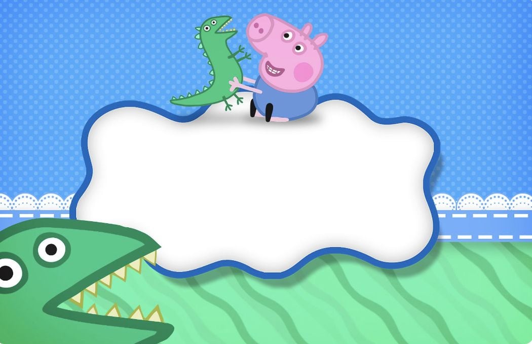 Etiqueta escolar para imprimir de George y su dinosaurio