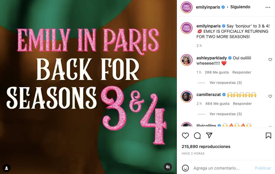 Emily en Paris tendrá 3 y 4 temporada