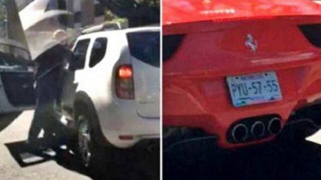 Ferrari y auto de escoltas. Ataque en Tlalpan.