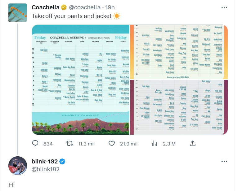 tuit del Festival Coachella 2023