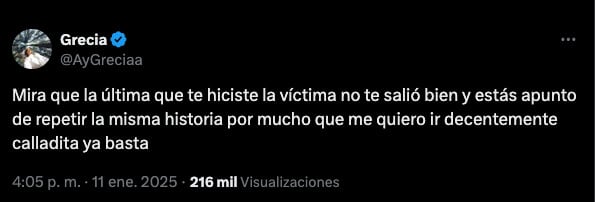 Grecia González lanza tweet ¿con indirecta a Ryan Hoffman?