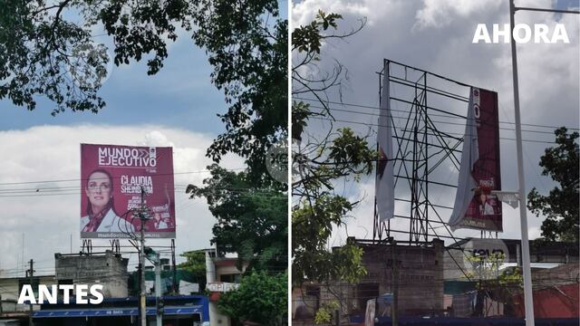 destruyen espectacular en Tabasco de Claudia Sheinbaum/XEVA Radio