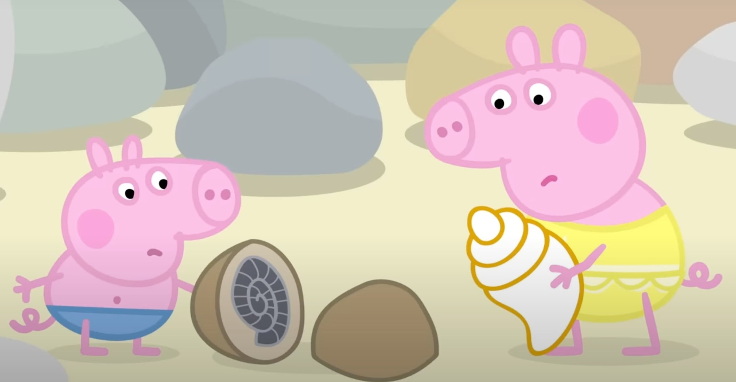 Peppa Pig y George van a la playa con sus abuelos