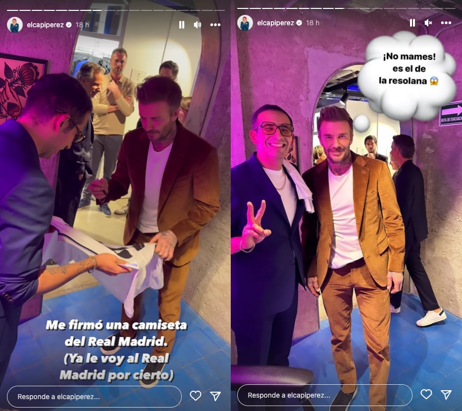 Capi Pérez conoció a Davud Beckham y aprovechó para pedirle su autógrafo