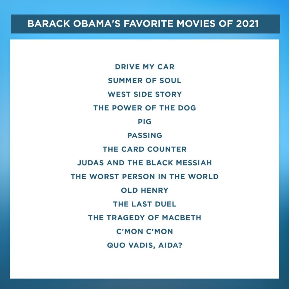 Estas fueron las películas favoritas de Barack Obama en 2021