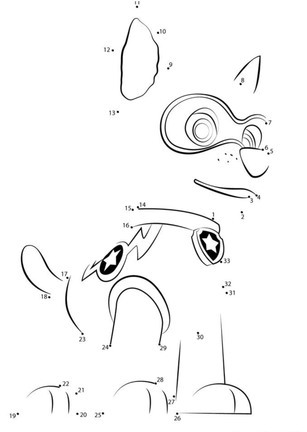 Une los puntos en el libro de Paw Patrol para imprimir y colorear